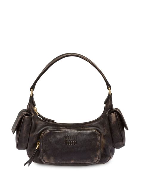 miu miu multi pocket bag brown|Miu Miu Pocket logo.